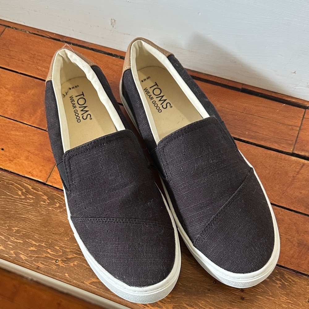 TOMS Charcoal Canvas Slip-Ons